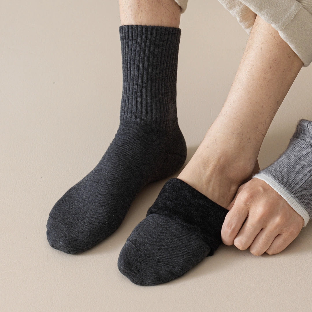 Men's Dual-Knit Cotton-Faced Worsted Wool-Lined Thermal Crew Socks