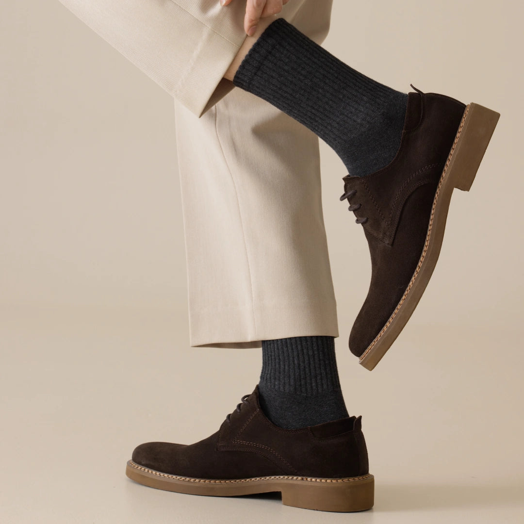Men's Dual-Knit Cotton-Faced Worsted Wool-Lined Thermal Crew Socks