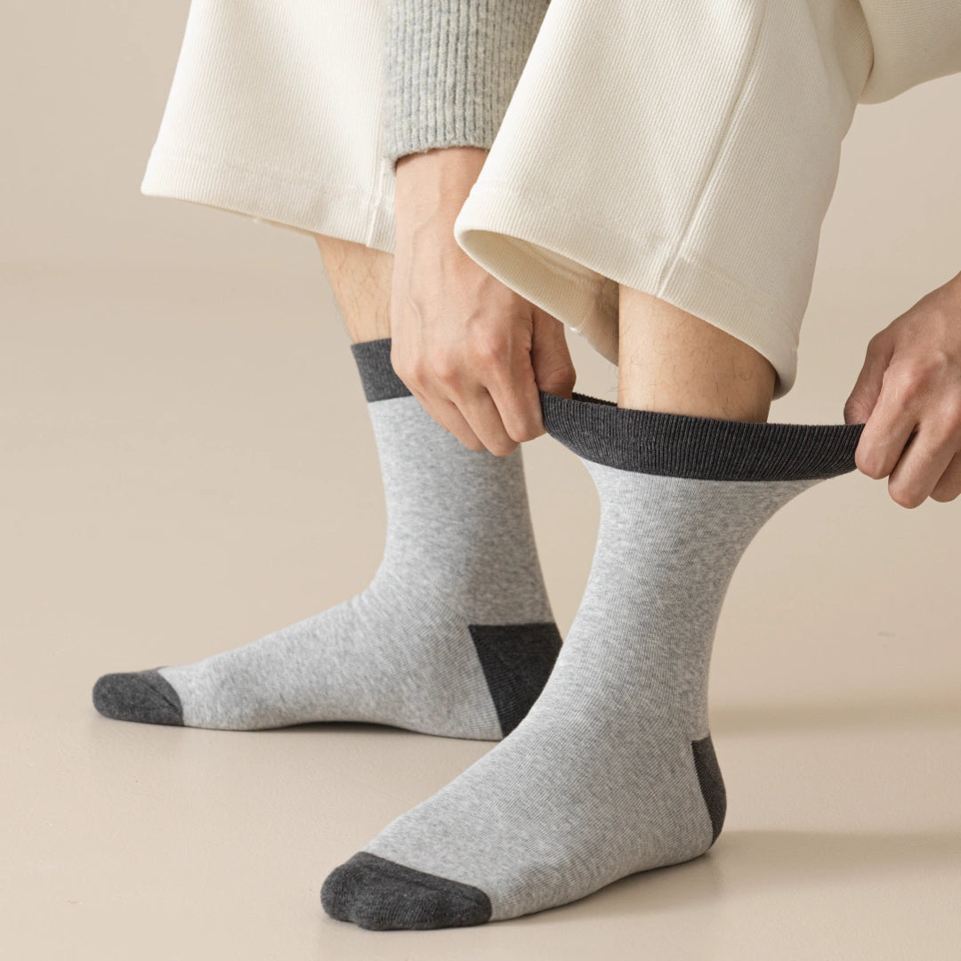 Men's 98% Cotton 5" Color-Block Full Terry Crew Socks