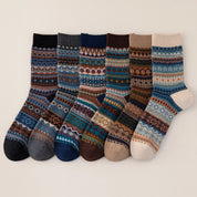 Men's Vintage Fair Isle Textured Wool Blend Crew Socks
