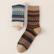 Men's Vintage Fair Isle Textured Wool Blend Crew Socks