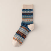 Men's Vintage Fair Isle Textured Wool Blend Crew Socks