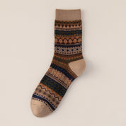 Men's Vintage Fair Isle Textured Wool Blend Crew Socks