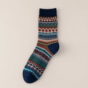 Men's Vintage Fair Isle Textured Wool Blend Crew Socks