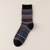 Men's Vintage Fair Isle Textured Wool Blend Crew Socks