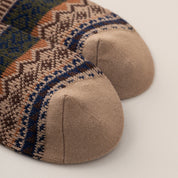 Men's Vintage Fair Isle Textured Wool Blend Crew Socks