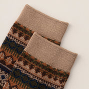 Men's Vintage Fair Isle Textured Wool Blend Crew Socks