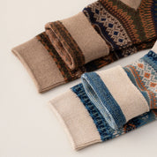 Men's Vintage Fair Isle Textured Wool Blend Crew Socks