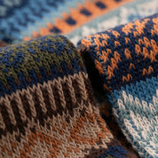 Men's Vintage Fair Isle Textured Wool Blend Crew Socks