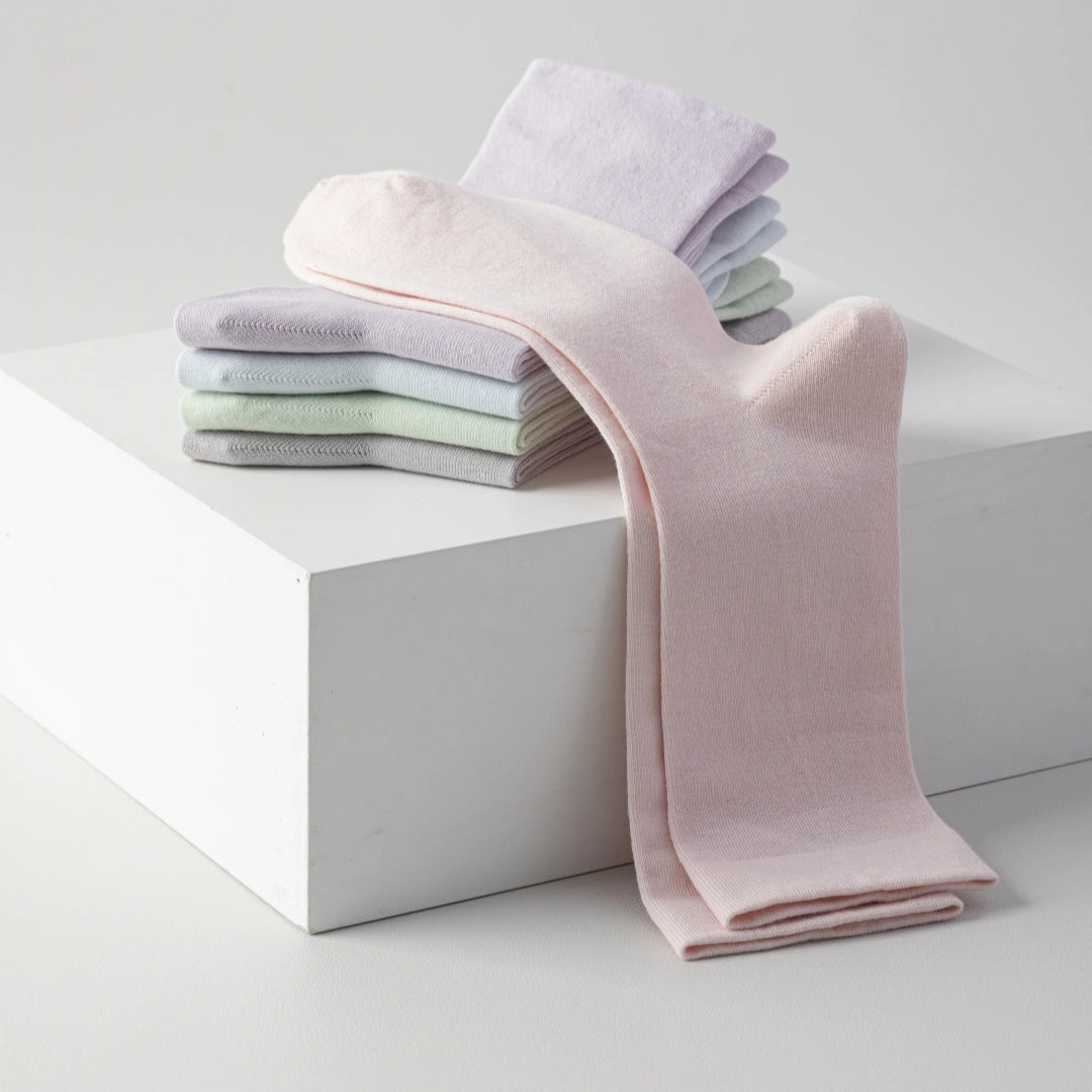 Women's Ultra-Thin 99% Cotton Sorbet Crew Socks - product photo showing soft cotton comfort