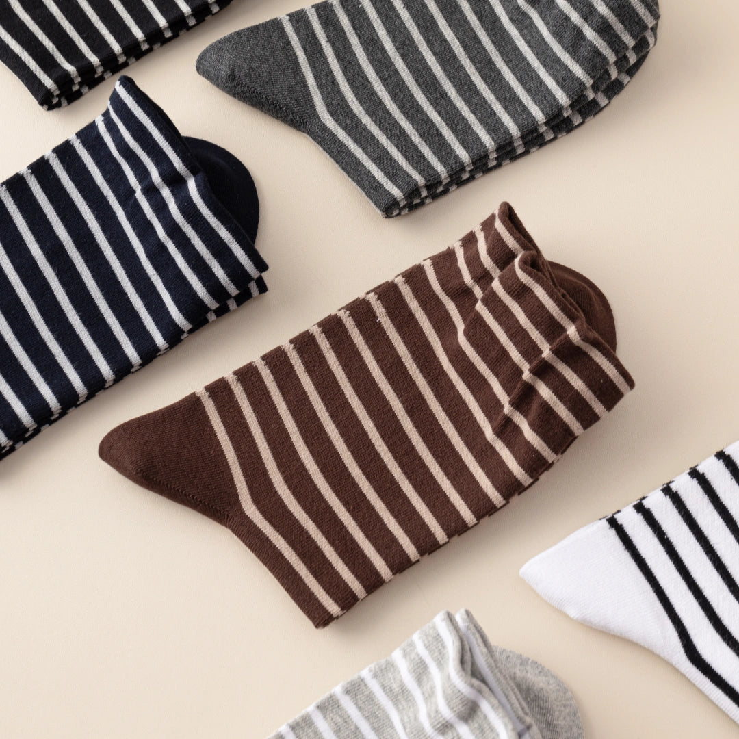 Men's 99% Combed Cotton Striped Bed & Sleep Socks