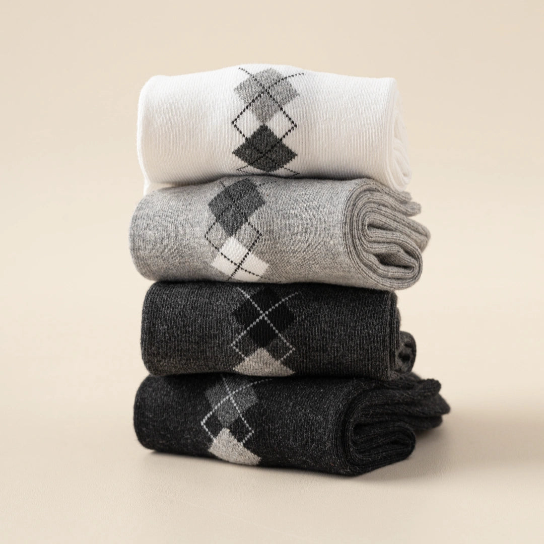 Men's 98% Premium Combed Cotton Classic Argyle Crew Socks
