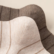 Women's 98% Premium Cotton Fine-Striped Scallop-Trim Crew Socks
