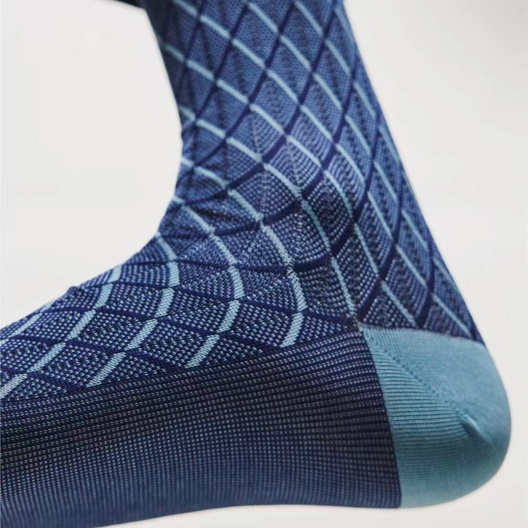 Men's Luxury 100S Mercerized Cotton Argyle Business Socks - product photo showing soft cotton comfort