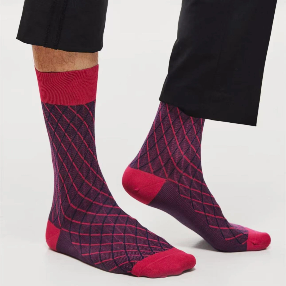 Men's Luxury 100S Mercerized Cotton Argyle Business Socks - product photo showing soft cotton comfort