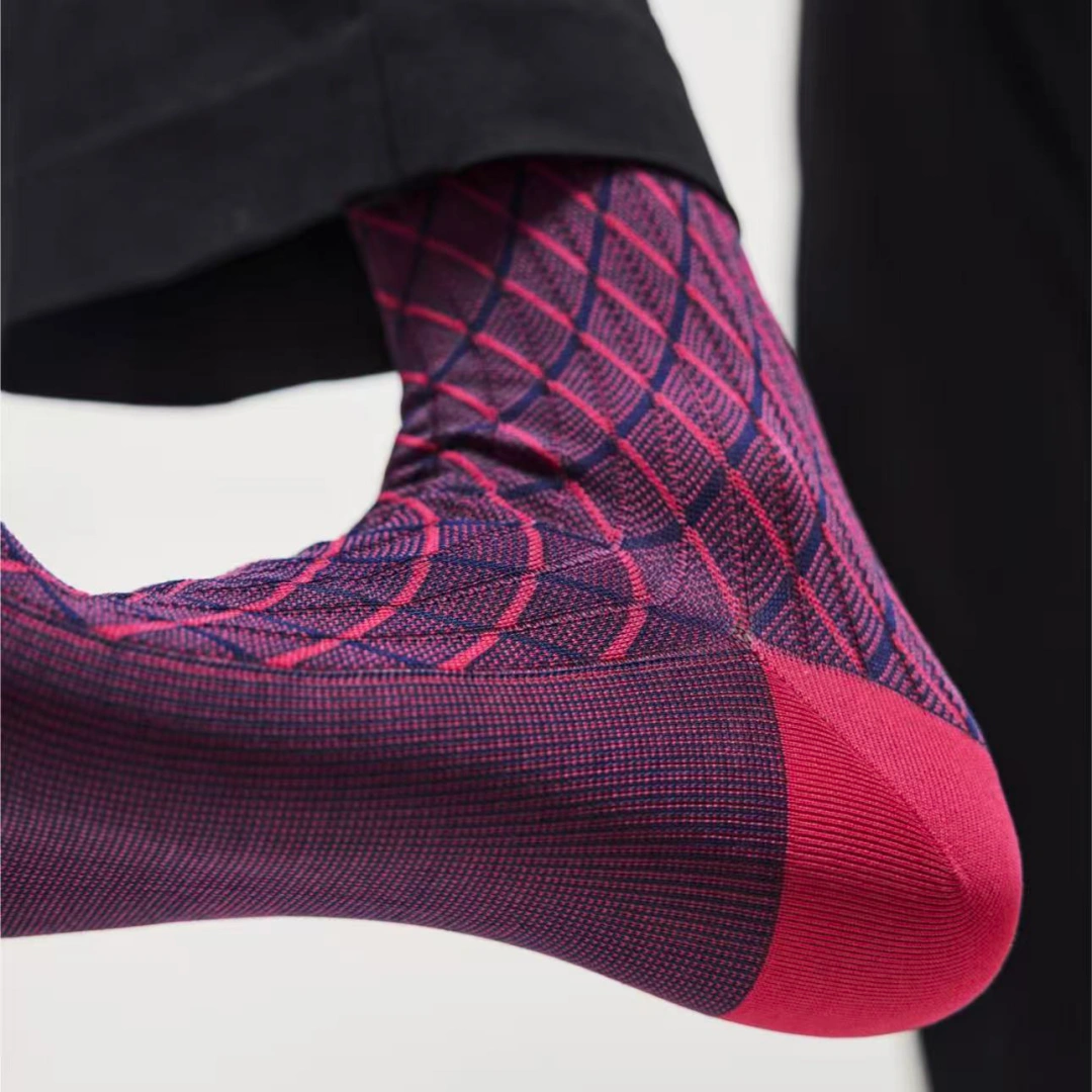 Men's Luxury 100S Mercerized Cotton Argyle Business Socks - product photo showing soft cotton comfort