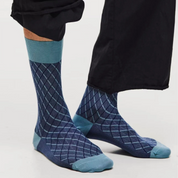 Men's Luxury 100S Mercerized Cotton Argyle Business Socks - product photo showing soft cotton comfort