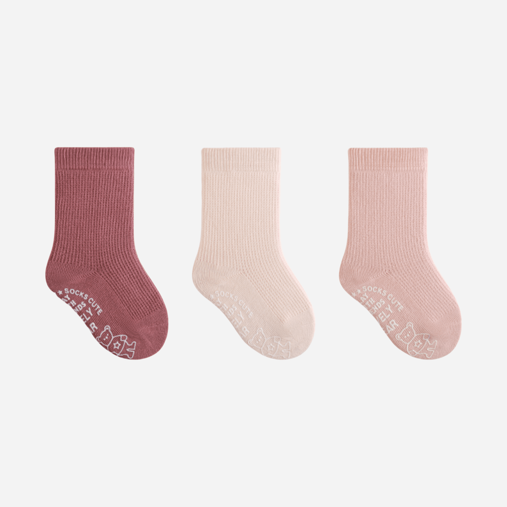 Babies' Non-Slip Socks with Bear Grips-3 Pack - Weavasocks