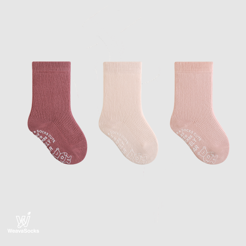 Babies' Non-Slip Socks with Bear Grips-3 Pack