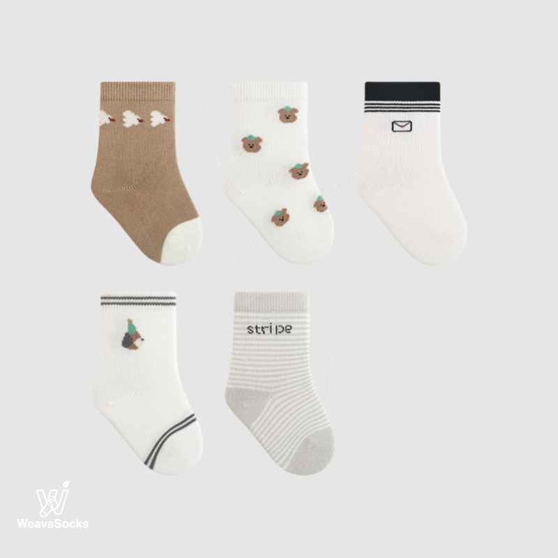 Babies' Combed Cotton Socks -5 Pack