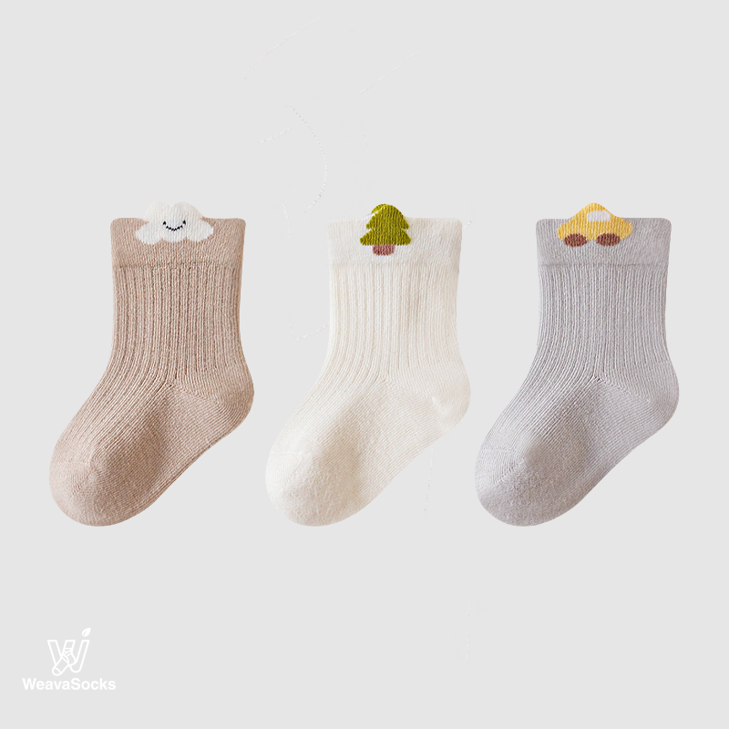 Babies' Ribbed Crew Socks-3 Pack