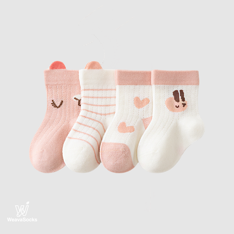 Babies' Breathable Ribbed Ankle Socks -4 Pack