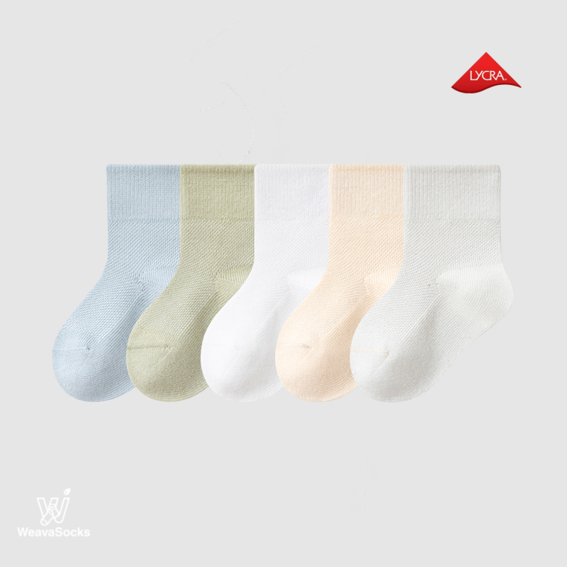 Babies' Ultra-Breathable Mesh Crew Socks-5 Pack