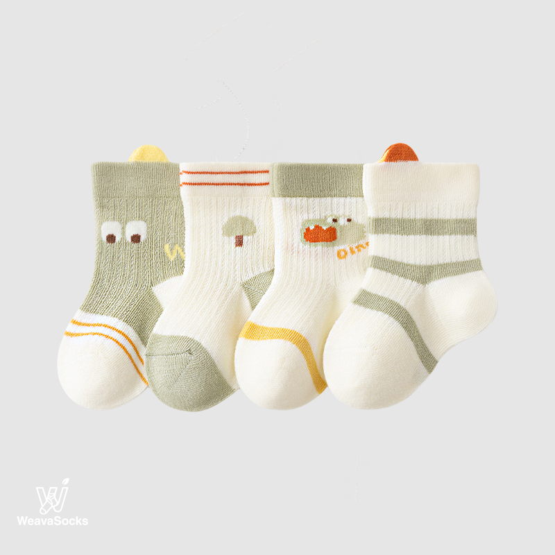 Babies' Breathable Ribbed Ankle Socks -4 Pack