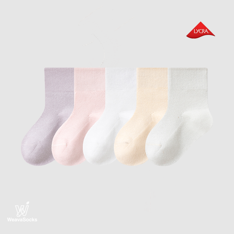 Babies' Ultra-Breathable Mesh Crew Socks-5 Pack