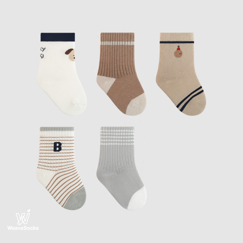 Babies' Combed Cotton Socks -5 Pack