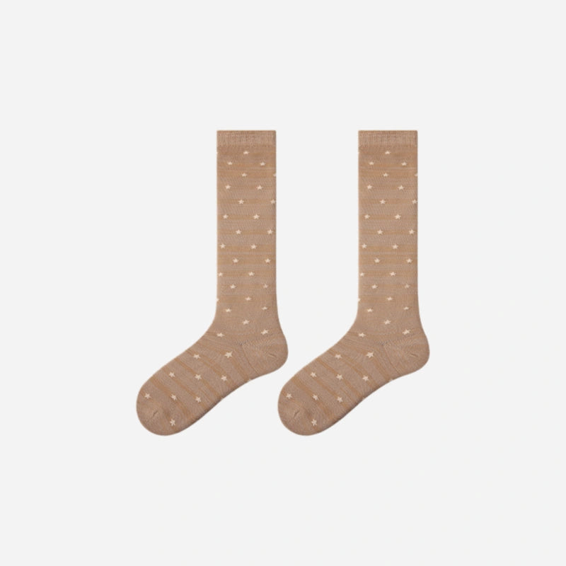 Women's Shimmer Star Knee-High Socks - product photo showing seamless stretch comfort
