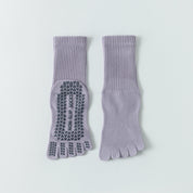 Women's Five-Toe Yoga Crew Socks - detail photo showing secure grip comfort