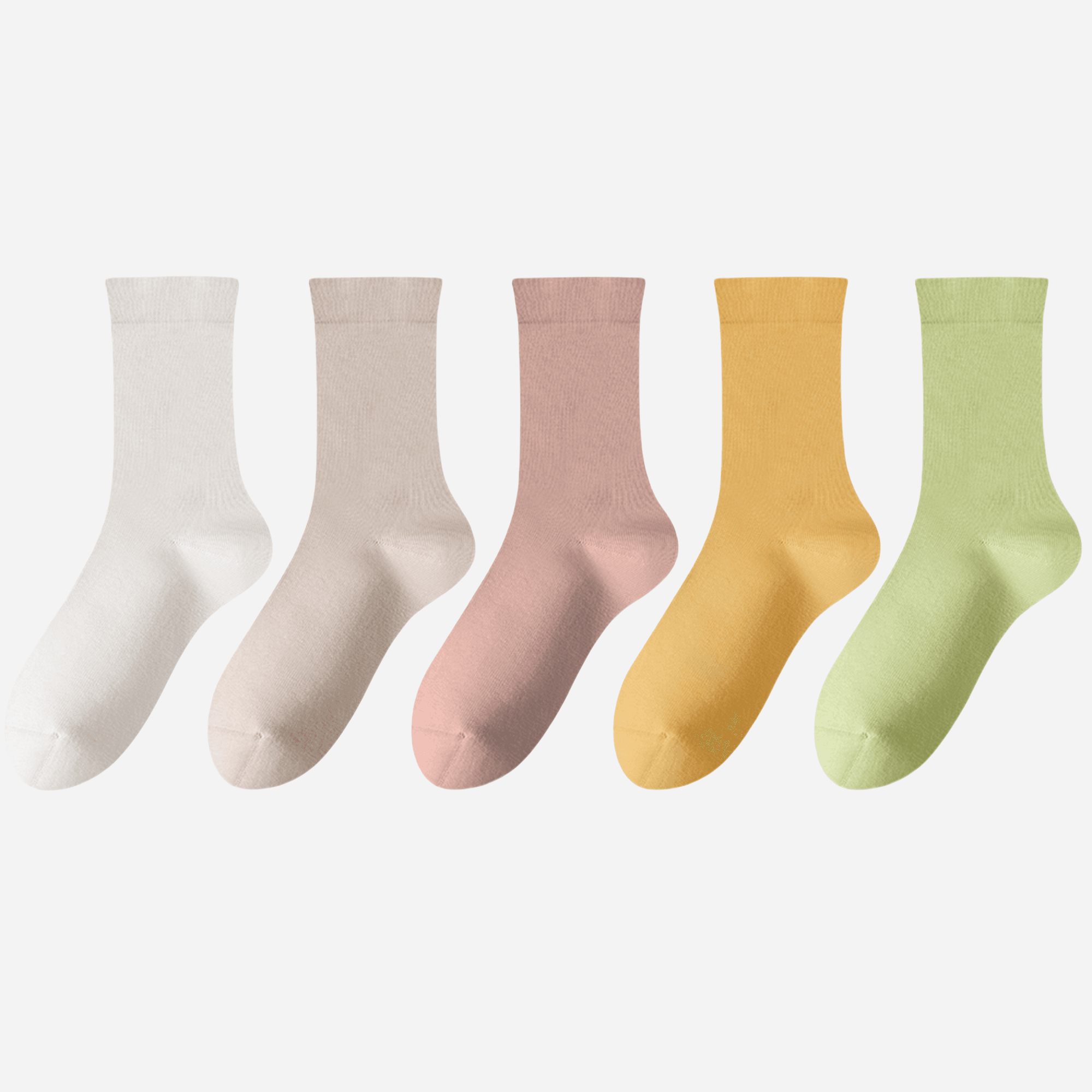Women's Classic Solid Color Crew Socks - 5 Pairs