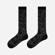 Women's Sheer Graphic Rose Calf Socks - product photo showing seamless stretch comfort