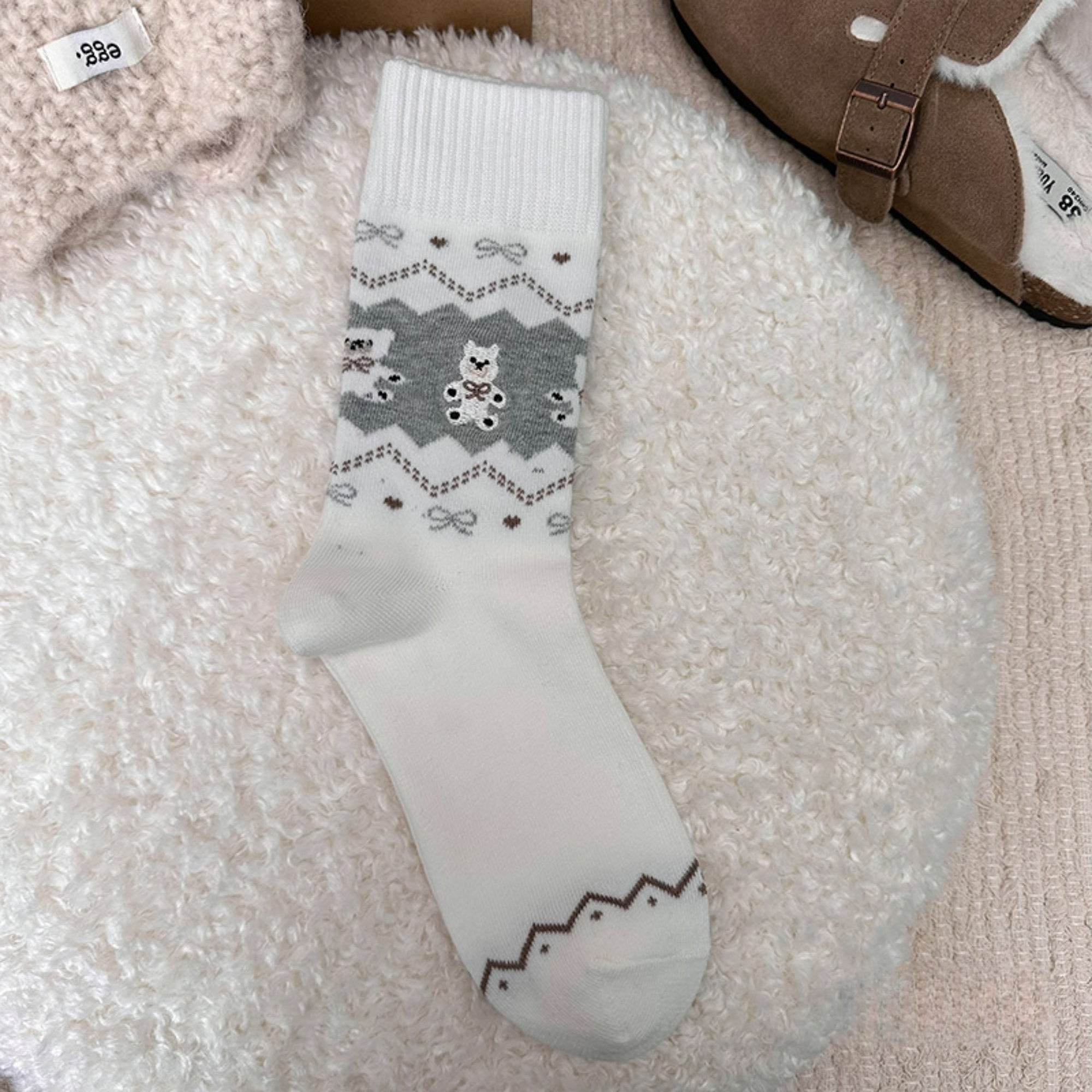 Women's Cozy Teddy Bear Crew Socks - Single Pair