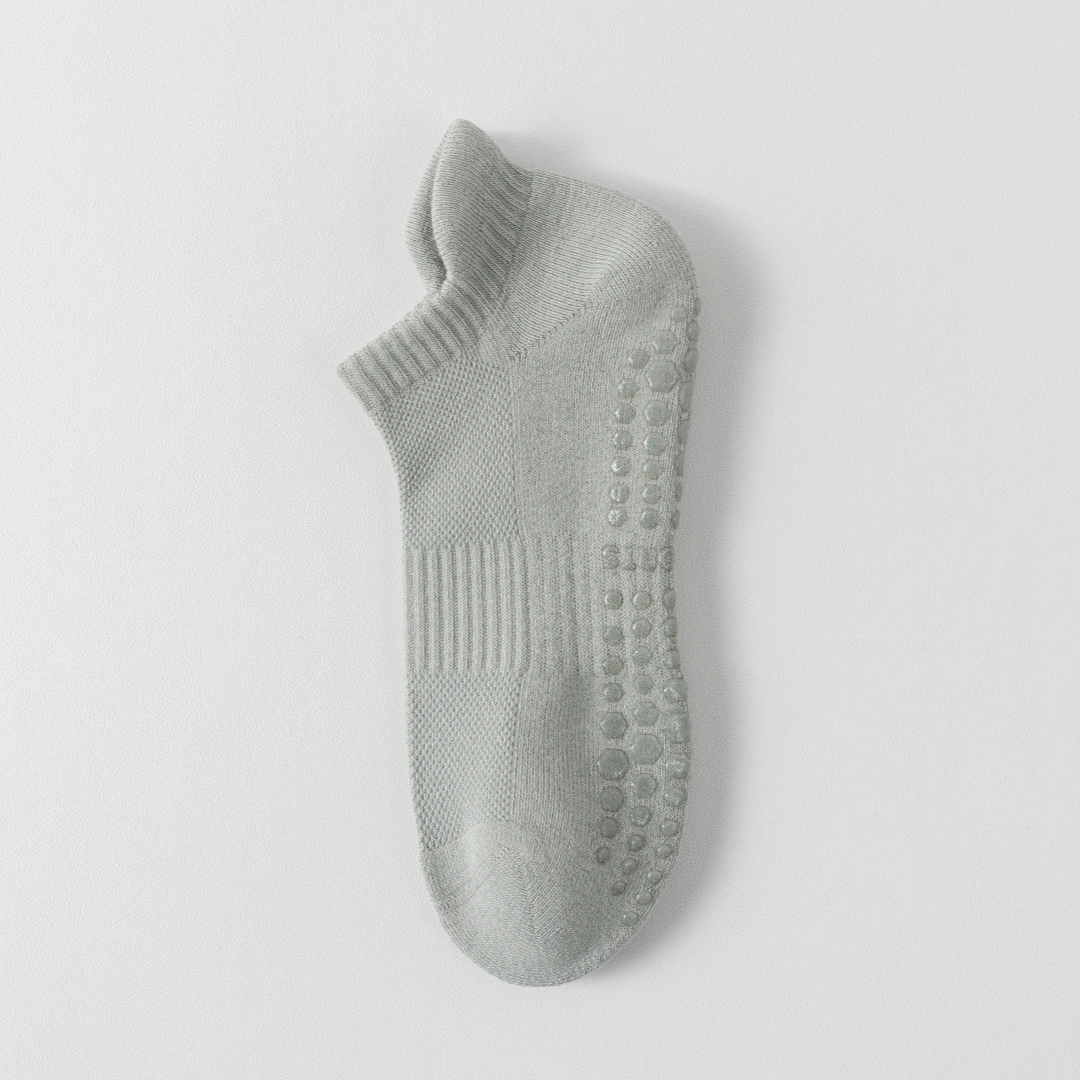 Men's 92% Cotton Non-Slip Yoga Ankle Socks - product photo showing secure grip comfort
