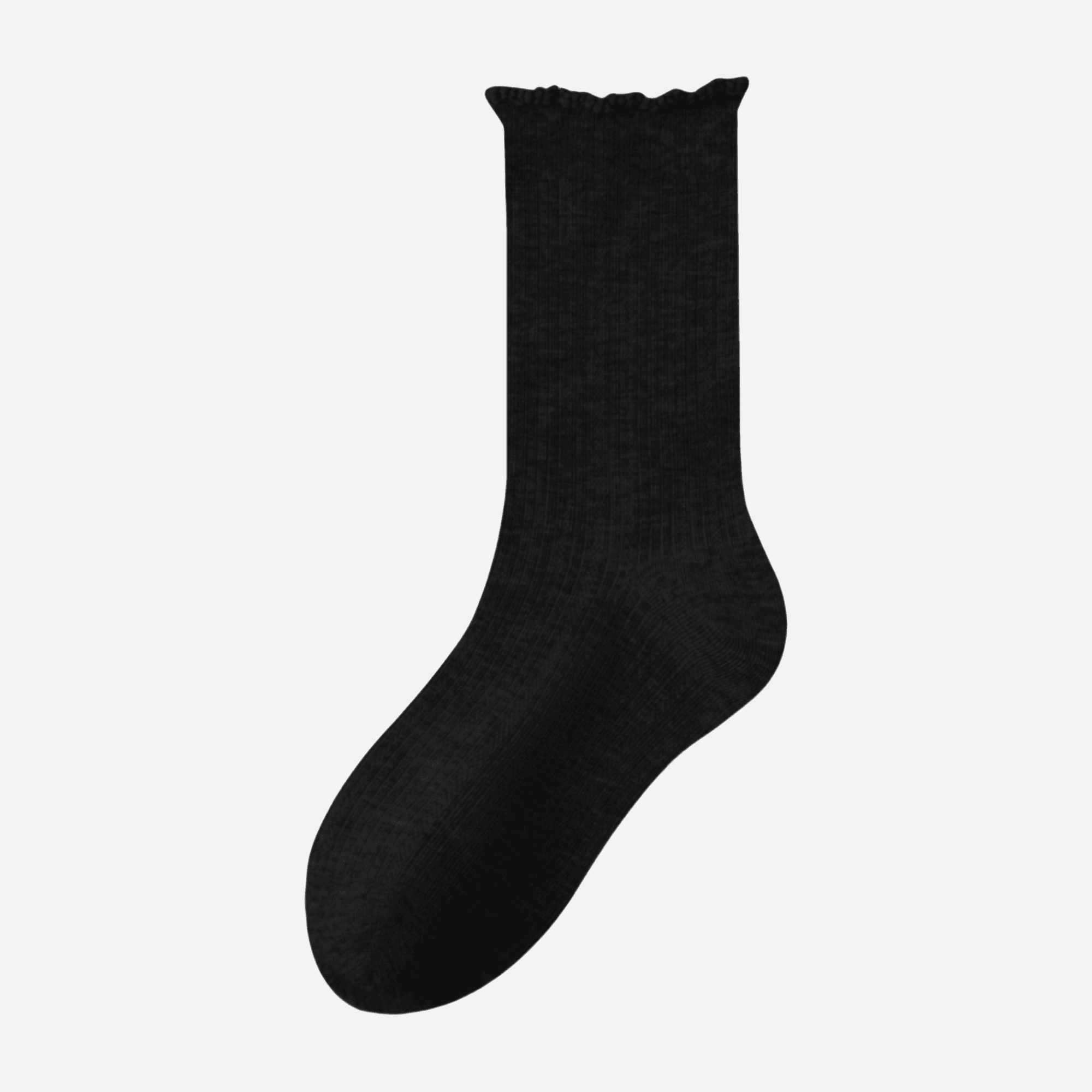Women's Dainty Ruffle-Cuff Ribbed Socks - Single Pair