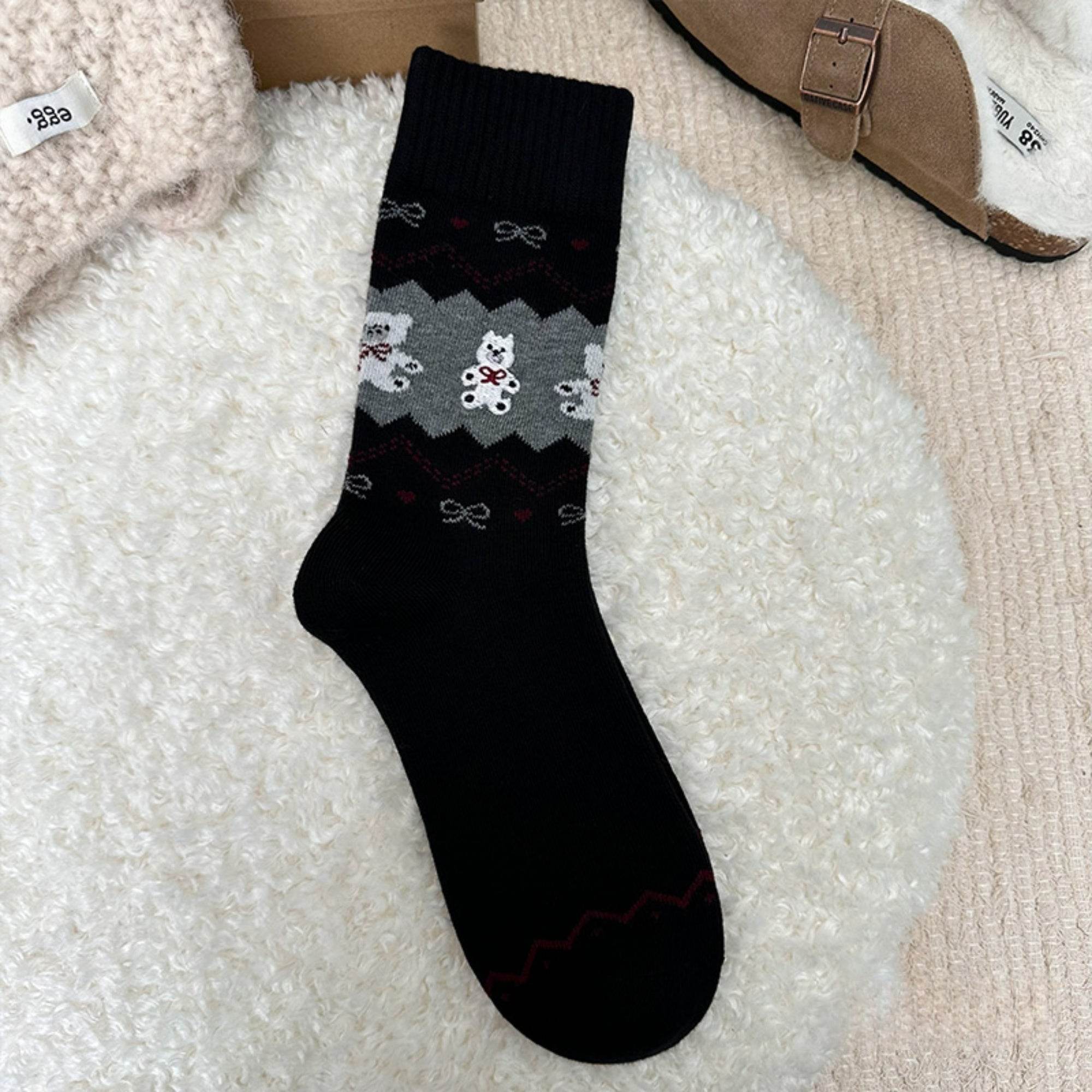 Women's Cozy Teddy Bear Crew Socks - Single Pair