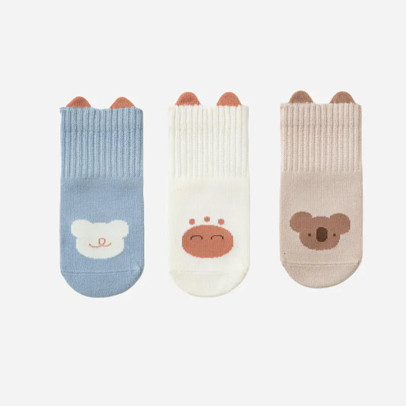 Babies' Cartoon Grip Socks-3 Pairs