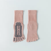 Women's Five-Toe Yoga Crew Socks - detail photo showing secure grip comfort