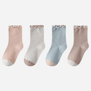 Kid's Pastel Dot Lettuce Cuff Socks - 4 Pairs - Weavasocks