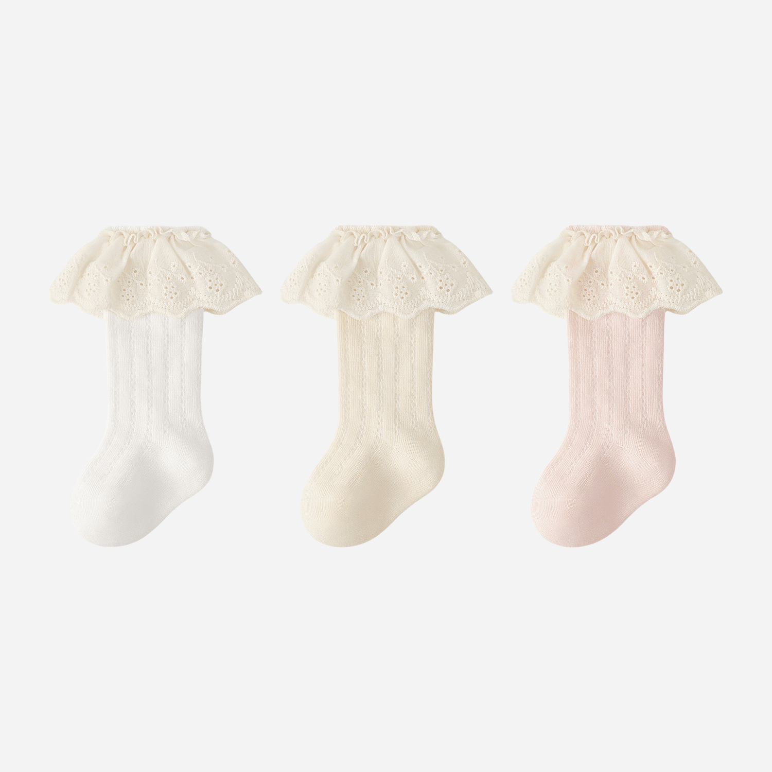 Babies Victorian Lace Knee Highs-3 Pack - Weavasocks