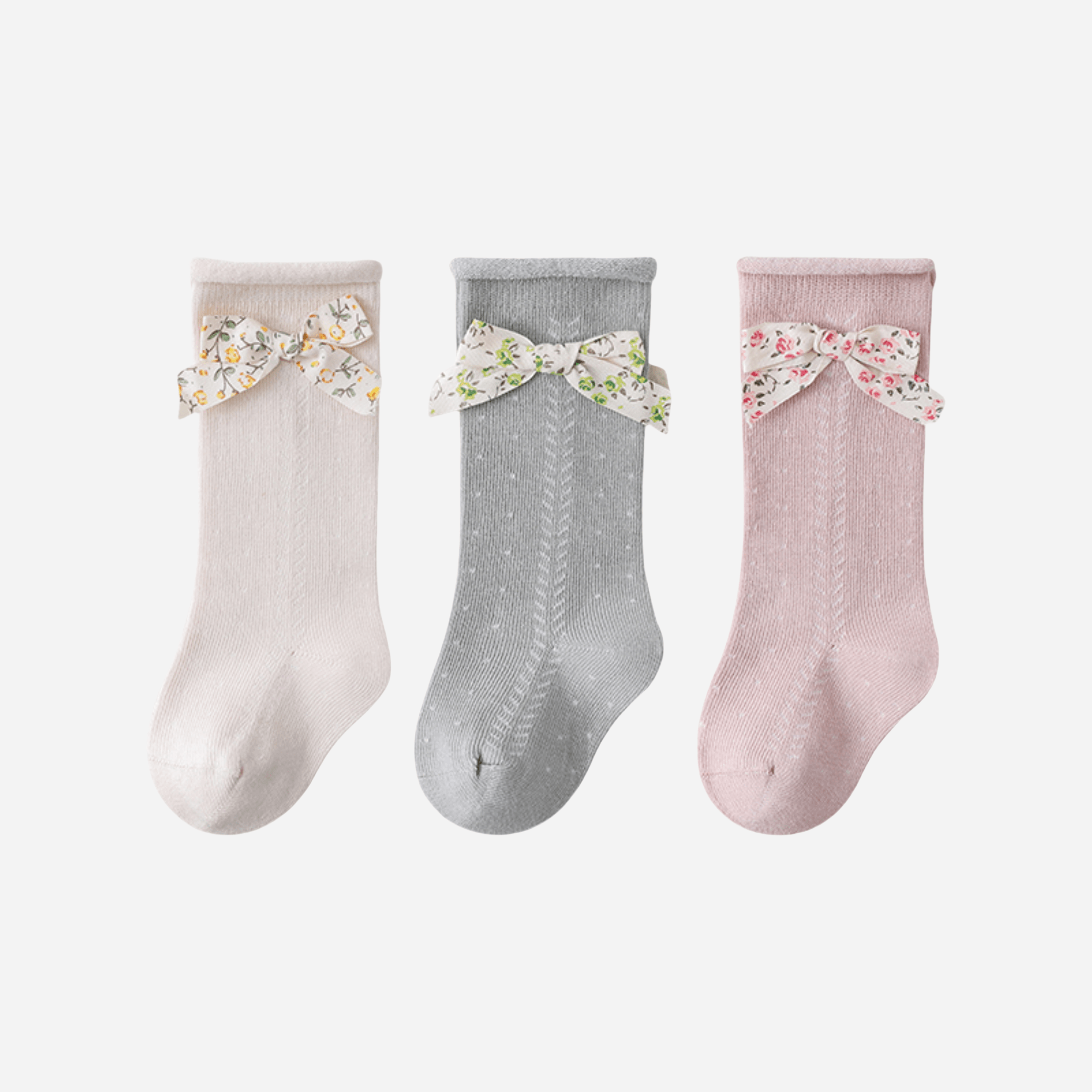 Babies The Floral Bow Knee-Highs-3 pack - Weavasocks
