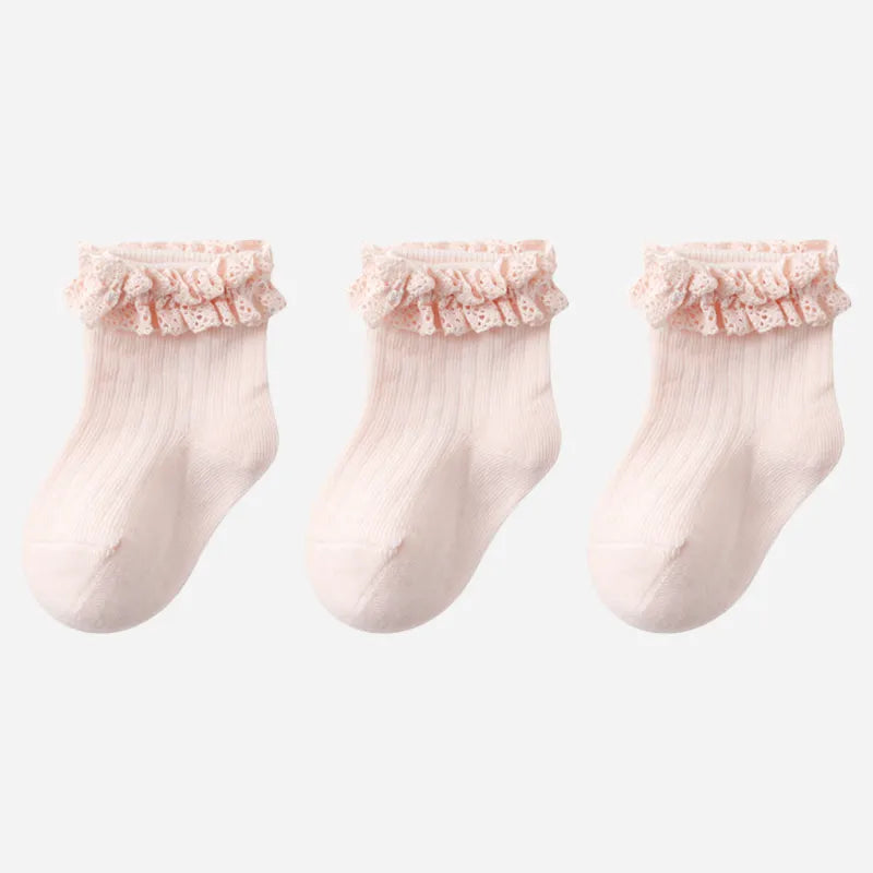 Babies Petal Cuff Ankle Socks-3 Pairs