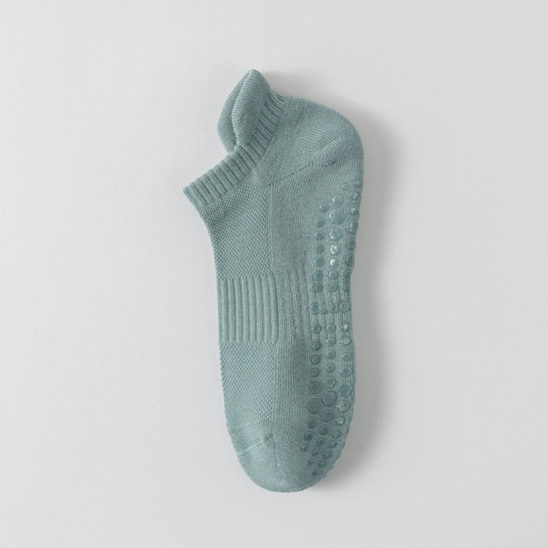 Men's 92% Cotton Non-Slip Yoga Ankle Socks - product photo showing secure grip comfort