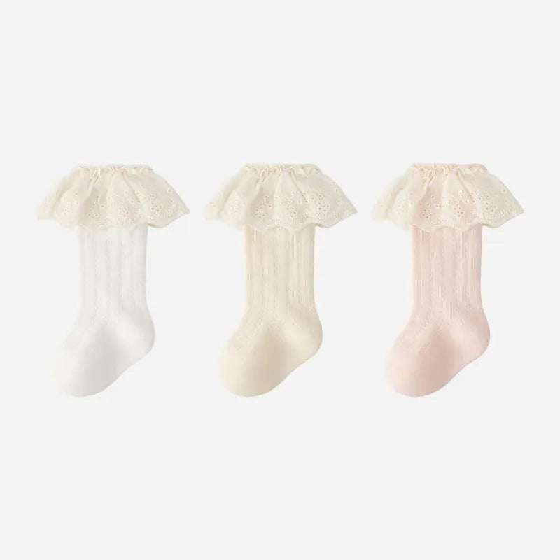 Babies Victorian Lace Knee Highs-3 Pairs