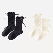 Kid's Ribbon Tie Ruffle Socks - 2 Pairs - Weavasocks