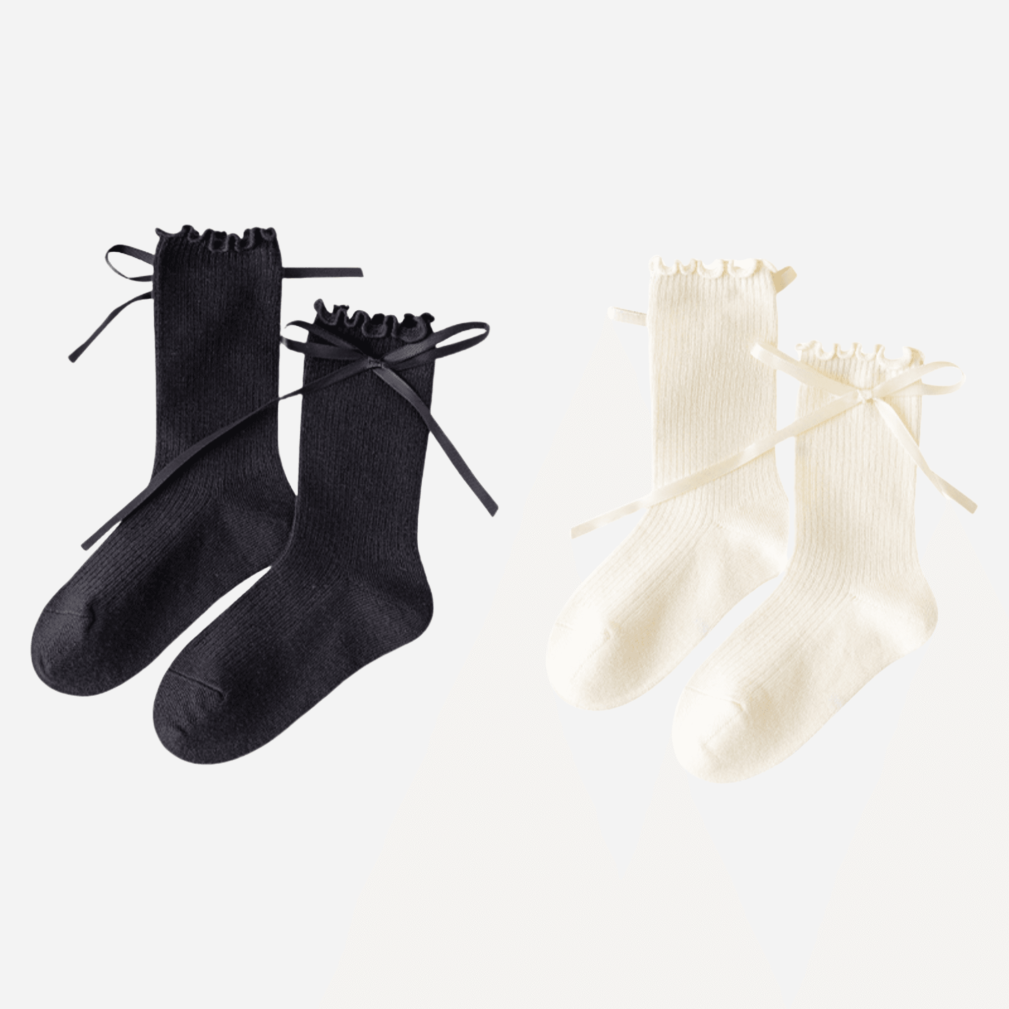Kid's Ribbon Tie Ruffle Socks - 2 Pairs - Weavasocks
