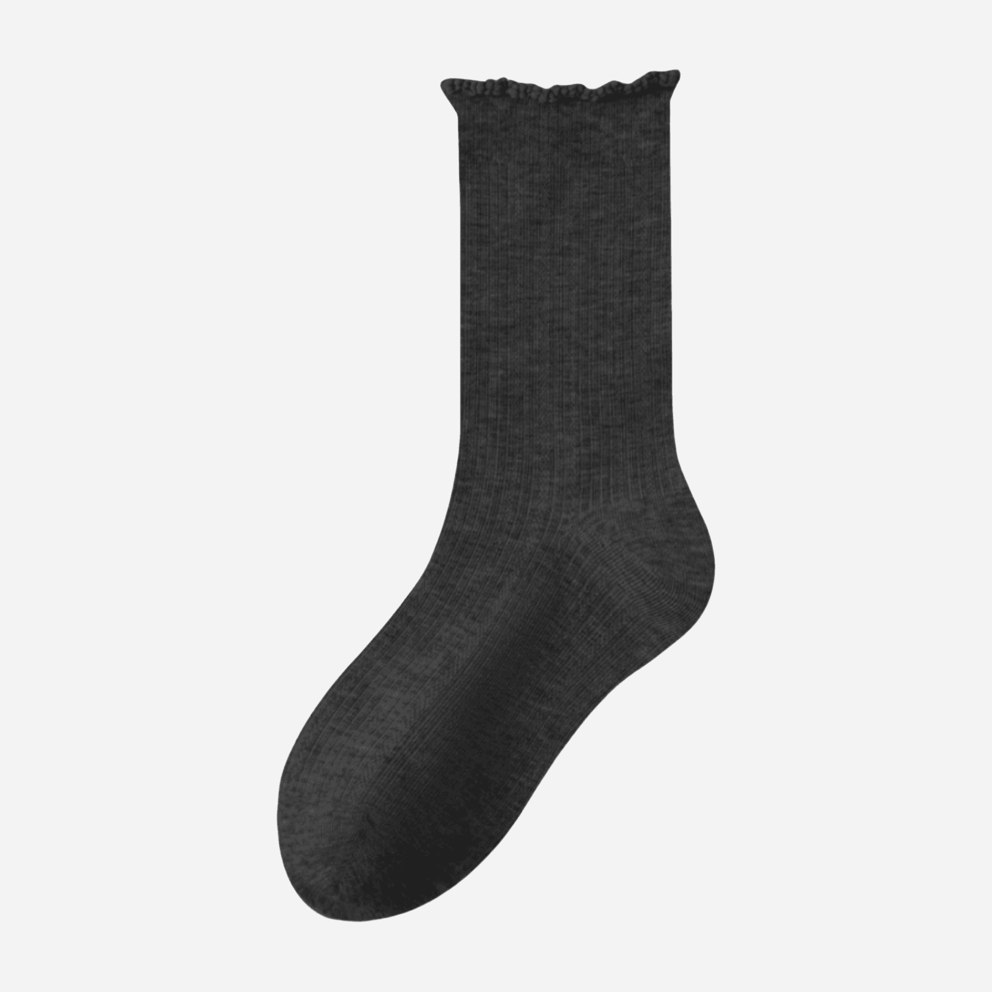 Women's Dainty Ruffle-Cuff Ribbed Socks - Single Pair