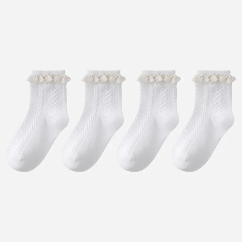 Babies The Cable-Knit Lace Socks-4 Pairs